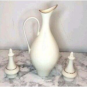 LENOX MODERN GOLD TRIM IVORY BUD VASE  & Salt/Pepper Shakers Lot